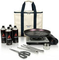 TECHEF - KBBQ Ultimate Set with Korean BBQ Grill Pan, Agni Portable Gas Stove Burner, Carrying Bag, 4 pack Butane Gas, Scissors, 2 BBQ Tongs, Made in Korea