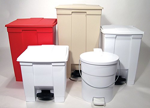 Rubbermaid Commercial Products Step-On Trash Can with Lid, 8-Gallon, White, Hands-Free Sanitary Use Garbage Can for Medical Waste in Hospitals/Lab/Emergency/Patient Rooms