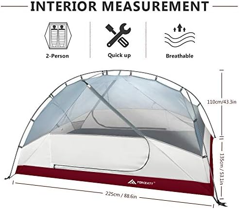 Forceatt Tent for 2 and 3 Person is Waterproof and Windproof, Camping Tent for 3 to 4 Seasons,Lightweight Aluminum Pole Backpacking Tent Can be Set Up Quickly,Great for Hiking