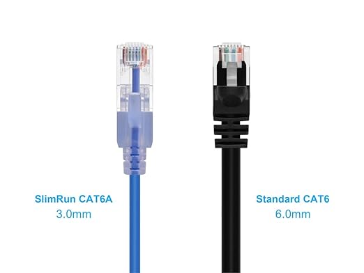 Monoprice Cat6A 6in 10-Color 10-Pk Patch Cable UTP 30AWG 10G Pure Bare Copper Snagless RJ45 SlimRun Series Ethernet Cable