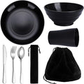 Kyraton Camping Utensils, Portable Travel Silverware Set with Reusable Light Weight Mug, Bowls and Plate, Stainless Steel Cutlery Set, Camping Mess Kit for 1 Person