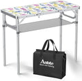 Anbte 3ft Folding Camping Table, 3 Adjustable Height Max 27.5",Floral Bloom
