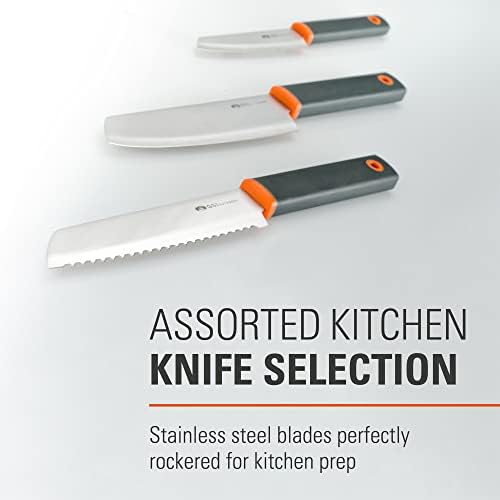 GSI Outdoors Santoku Knife Set, 6 pc Camp Chef Kit with Cutting Board