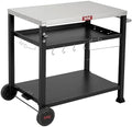 Feasto 3-Shelf Pizza Oven Table, Outdoor Grill Cart, 33.5" x 21.7", Black