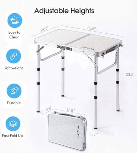 YUFIFAIRY Small Folding Table Portable, 24" L x16 W Foldable Camp Table