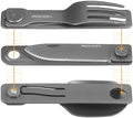 ROXON 3-in-1 Camping Utensils Set (Knife, Spoon, Fork) Titanium-Plated Grey