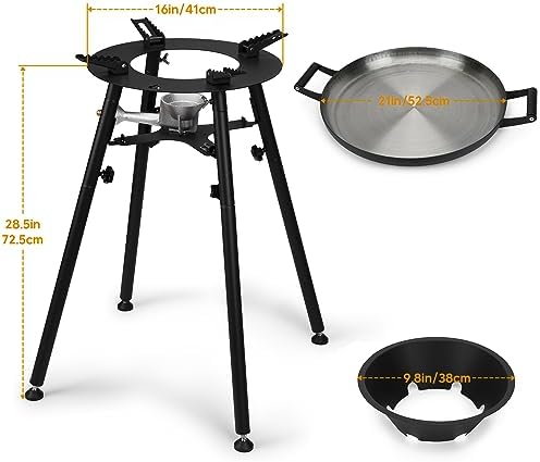ONLYFIRE GRILLS Propane Paella Burner Stand Set with 21" Paella Pan, GS300