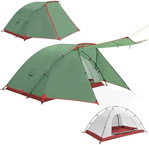KAZOO 2／4 Person Camping Tent Outdoor Waterproof Family Large Tents 2/4 People Easy Setup Tent with Porch Double Layer
