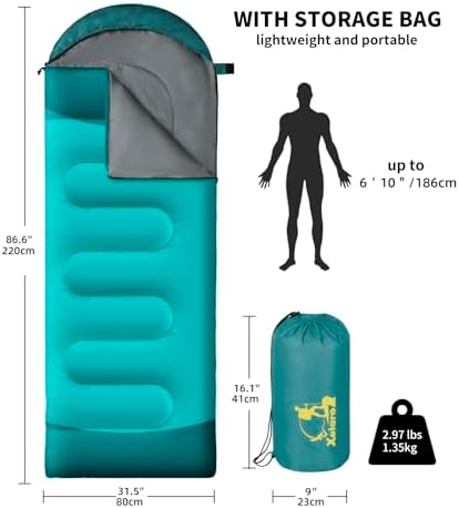 Sleeping Bags for Adults Kids - 3 Season Cold&Warm Weather Waterproof Camping Sleeping Bag - Lightweight Sleeping Bags for Camping Hiking Outdoor Travel