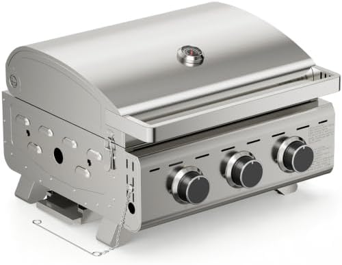 Electactic 30000 BTUs Portable Tabletop Gas Grill, 3 Burners Propane BBQ