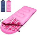 Uniqwamer Sleeping Bag for Adults Kids - 4 Seasons Cold & Warm Weather Flannel Camping Sleeping Bags, Lightweight & Waterproof 45°F Sleeping Bag for Camping Hiking Outdoor Travel