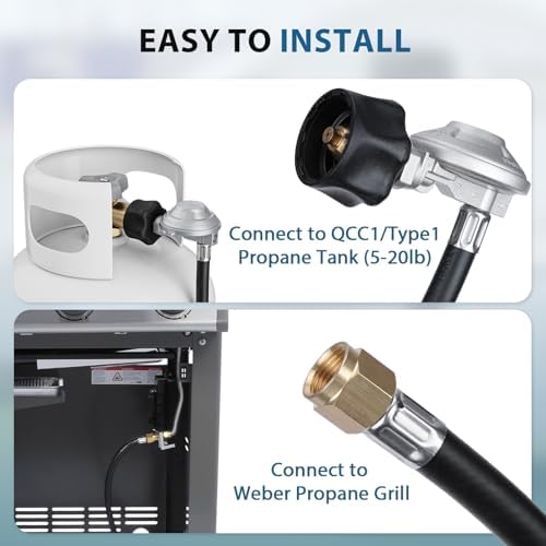 [Upgraded with Gauge] 25IN Universal Hose and Regulator Kit for Weber