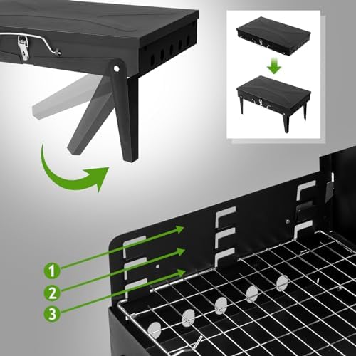 Portable Charcoal Grill, Foldable BBQ Grill Kit Easy to Carry, Tabletop Outdoor Barbecue Smoker, Small BBQ Grill for Outdoor Camping, Patio and Picnic