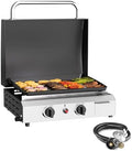 SKOK 2 Burner Outdoor Tabletop Gas Griddle with Hood, Flat Top Grill