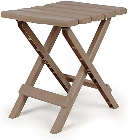 Camco Adirondack Quick-Folding Plastic Side Table, Taupe, 2 Pack, 51883