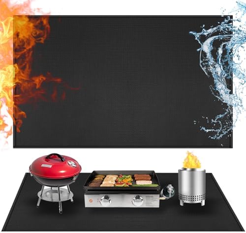 Heat Resistant Mats for Countertop fits Tabletop Grill, 48x24x0.02in, Black