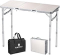 FUNYKICH 3ft Folding Camping Table, 3 Height Adjustable Max 27.5'', White