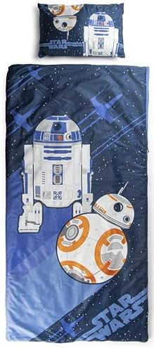 Jay Franco Kids Slumber Bag and Pillow - 54 x 27 Inch Comfy Indoor Sleeping Bag for School and Sleepovers, 2 Piece Set, Blue - Star Wars