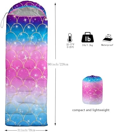 Axolotl Unicorn Sleeping Bag for Kids Boys Girls–Lightweight Warm Cold Weather Sleeping Bags,Waterproof Portable Sleeping Bag with Compression Sack for Camping Backpacking Outdoor Indoor