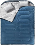 MEREZA Double Sleeping Bag for Adults Mens with Pillow, XL Queen Size Two Person Sleeping Bag for All Season Camping Hiking Backpacking 2 Person Sleeping Bags for Cold Weather & Warm