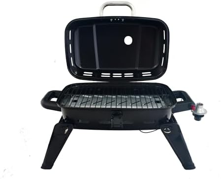 Grill Boss 1 Burner Portable Gas Grill, 10,000 BTU Propane Tabletop BBQ with Porcelain Coated Grate for Camping, Patio, and Outdoor Cooking, Black