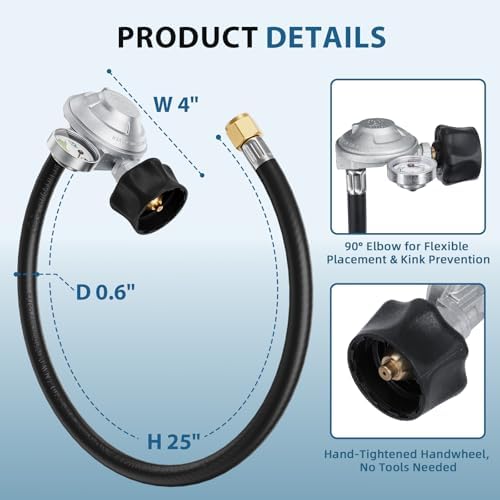 [Upgraded with Gauge] 25IN Universal Hose and Regulator Kit for Weber