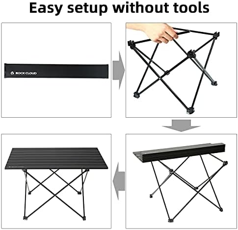 ROCK CLOUD Portable Camping Table Ultralight Aluminum Camp Table Folding Beach Table for Camping Hiking Backpacking Outdoor Picnic, Size L