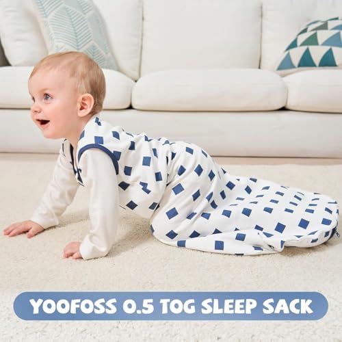 Yoofoss Baby Sleep Sack 24-36 Month 0.5TOG 100% Organic Cotton 2-Way Zipper