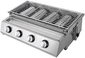Small 4-Burner Propane Gas Grill, Stainless Steel Tabletop BBQ Grill with 21.9 x 9.1-Inch Griddle, Portable Smokeless Grill for Outdoor Camping, Patio, and Backyard Barbecues