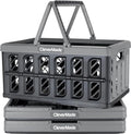 CleverMade Eco Collapsible Shopping Basket with Handles, 24L Stone, 3 Pack