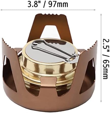 Mini Alcohol Backpacking Stove, Lightweight Brass Spirit Burner with Aluminium Stand for Camping Hiking and Picnic