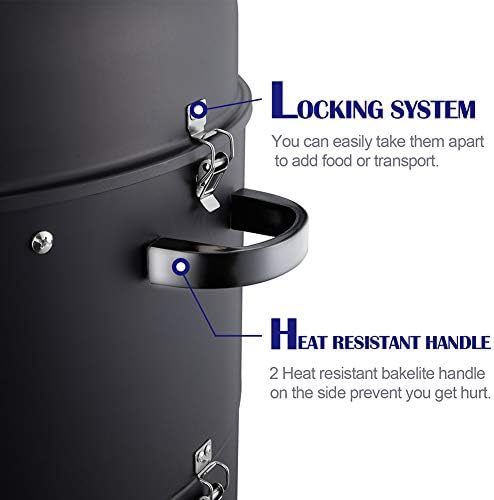 Realcook Charcoal BBQ Smoker Grill - 20 Inch Vertical Smoker