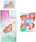 Jay Franco Kids Slumber Bag and Pillow - 54 x 27 Inch Comfy Indoor Sleeping Bag for School and Sleepovers, 2 Piece Set, Multi - The Little Mermaid