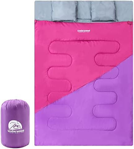 Double Sleeping Bag for Adults Kids, Lightweight 2 Person Sleeping Bag
