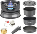 ALOCS 11pc Lightweight Camping Cookware Set with Gas and Alcohol Stove