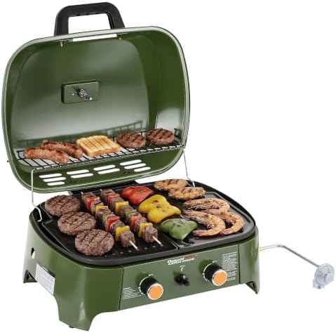 GT2008L Portable 2-Burner Gas Grill Olive Green