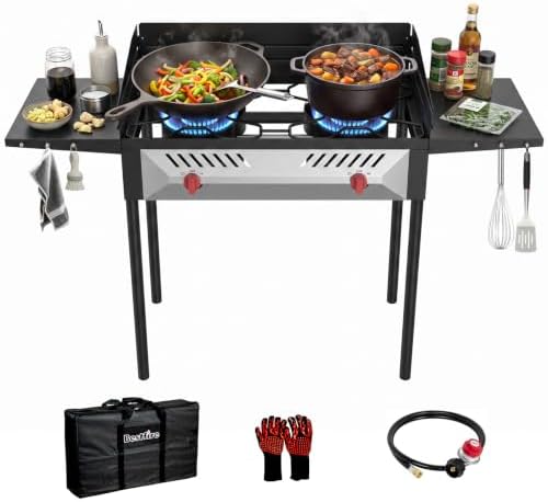 BESTFIRE 2 Burner Propane Gas Stove 150k BTU High Pressure Outdoor Cooker