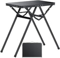 JiGiU Folding Table with Metal Mesh Desktop, Grill Table Camping Table with Carry Handle Adjustable Height (9.7", 28", 18.8"), 180lbs Weight Capacity Outdoor Table for Camp, Cooking, BBQ, RV, Picnic