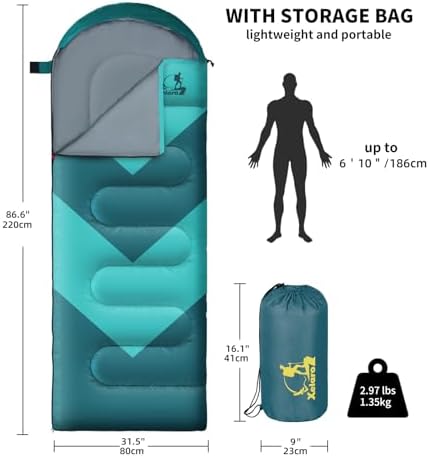 Sleeping Bag for Adults, Lightweight Waterproof 3 Season Camping