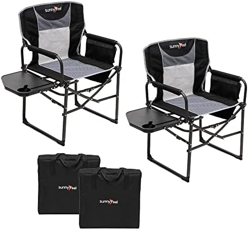 SUNNYFEEL Oversized Camping Chair Portable Directors Chairs with Side Table