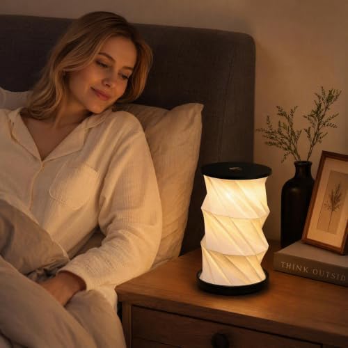LONRISWAY Portable Travel Paper Lamp with Touch Dimmer, Rechargeable Foldable LED Table Lamp, Warm Light Battery Powered Night Light for Bedroom, Living Room, Camping, Gift for Women Men