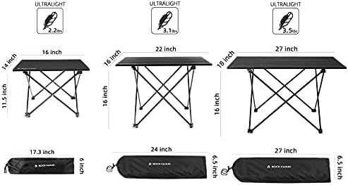 ROCK CLOUD Portable Camping Table Ultralight Aluminum Camp Table Folding Beach Table for Camping Hiking Backpacking Outdoor Picnic, Size L