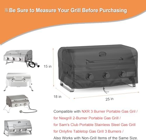 Tabletop Grill Cover Fits for NXR 3 Burner Gas Grills, 600D Heavy Duty 25'' Table Top Outdoor BBQ Cover for Nexgrill Nxr 820-0007GE Waterproof Black