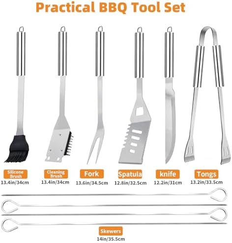 11Pcs Stainless Steel BBQ Grilling Accessories Set, Dad Gifts for Men Christmas Grilling Gifts,Portable Practical Grill Tools Utensils Kit with Storage Bag for Outdoor Grill Camping Backyard