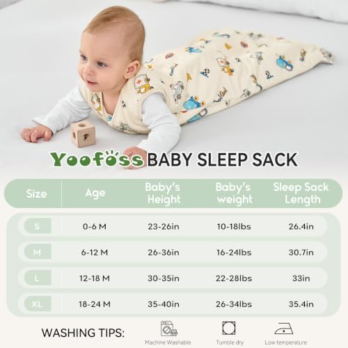 Yoofoss Baby Sleep Sack 12-18 Months Rayon Made from Bamboo 1.0 Tog
