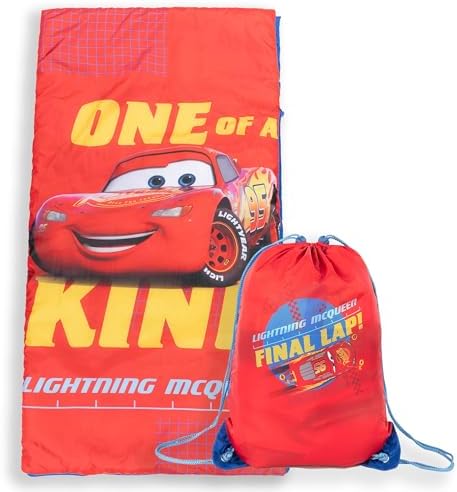 Jay Franco Disney Pixar Cars One of A Kind Slumber Sack - Cozy & Warm Kids Lightweight Slumber Bag/Sleeping Bag - Featuring Lighting McQueen