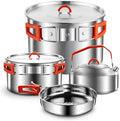 Camping Cooking Set 304 Stainless Steel Camping Pots and Pans Set