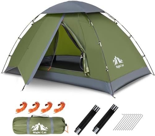 Night Cat Upgraded Backpacking Tents 1 2 Persons Easy Clip Setup Camping Tent Adults Scouts Heavy Rainproof Compact Lightweight