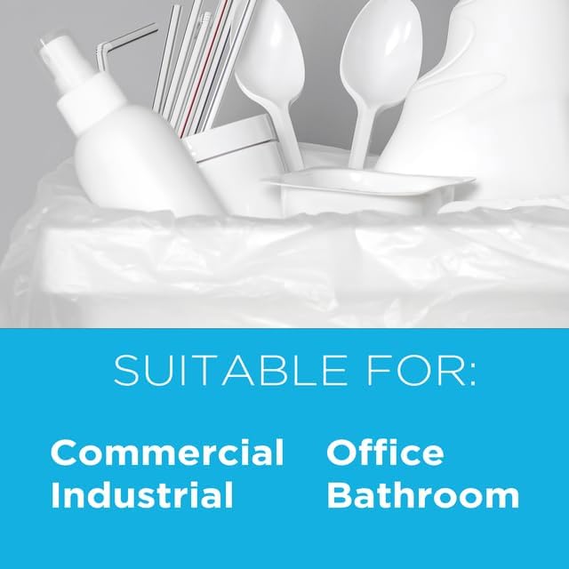 16 Gallon Trash Bags - 8 micron, 1000 Per Case, 24" x 33", 20 Rolls of 50, High Density Clear Trash Can Liners, Ideal for Small Wastebaskets in Office, and Bathroom Use
