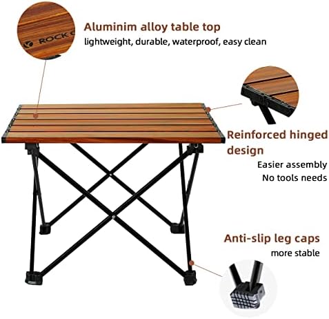 ROCK CLOUD Portable Camping Table Ultralight Aluminum Folding Beach Table Camp for Camping Hiking Backpacking Outdoor Picnic, Wood Grain